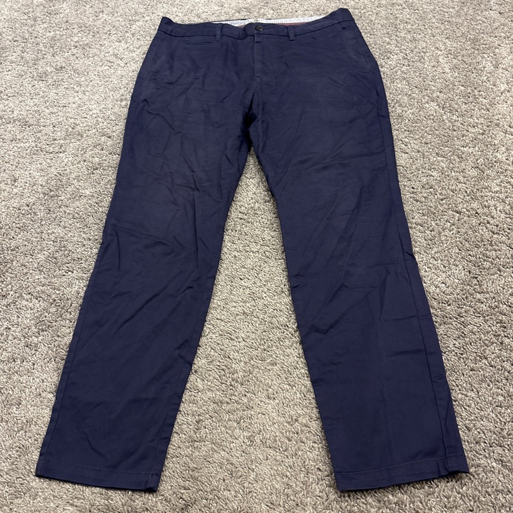 Perk Men's Slim Fit Stretch Feel Good Chino Pants Size 34x30 Blue Work Casual